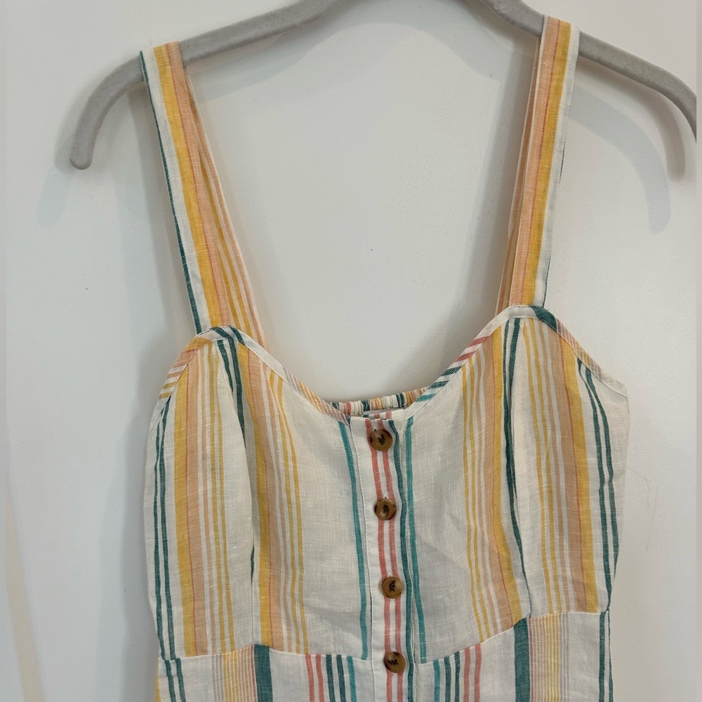 Madewell 100% Linen Button Front Midi Dress | Stripe | Size 2 | Like New - Picture 3 of 8